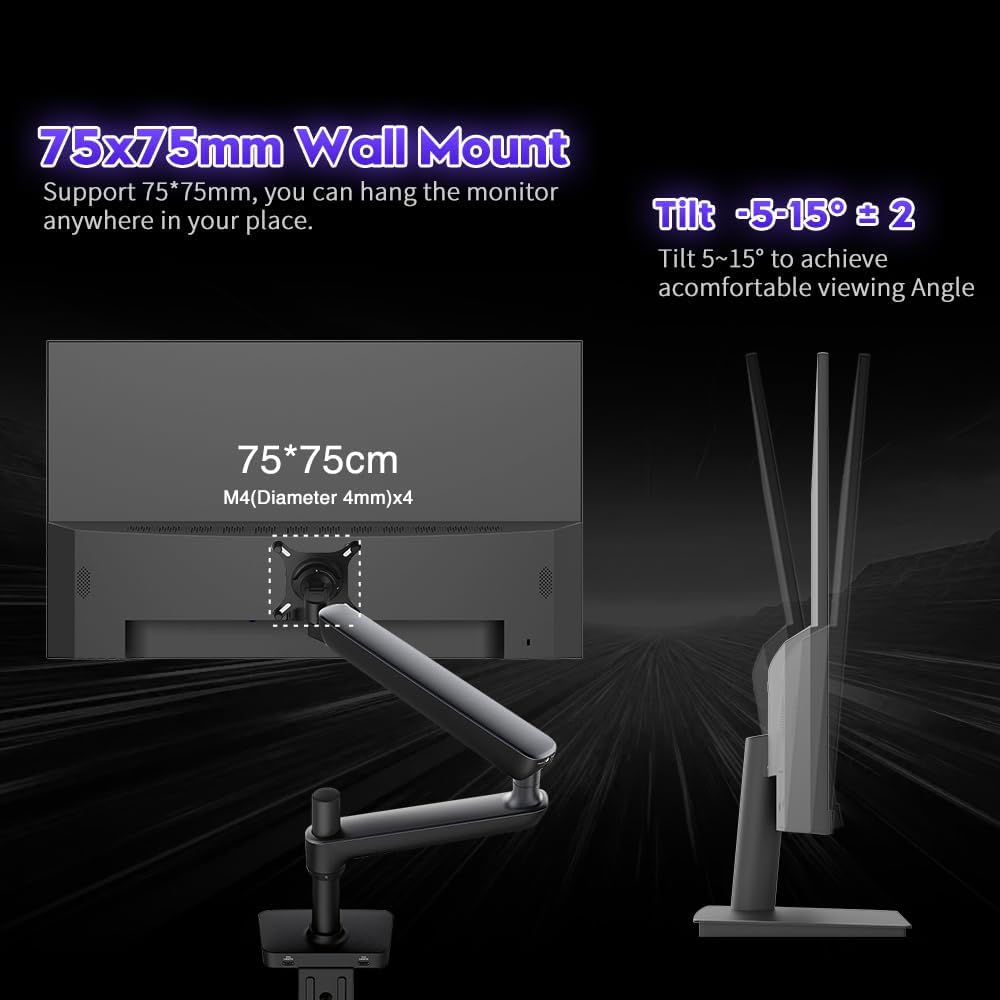 Viewedge Gaming Monitor 24in FHD (1920x1080p) up to 240hz VA panel with contrast ratio of Millions : 1, 178-degree viewing angle, and 1ms responsive time  - Black