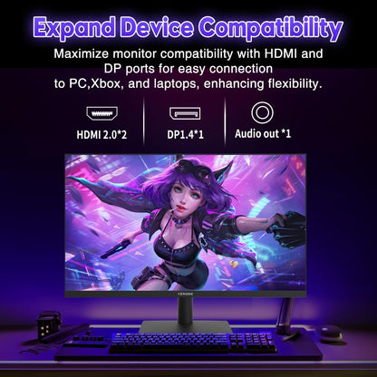 Viewedge Gaming Monitor 24in FHD (1920x1080p) up to 240hz VA panel with contrast ratio of Millions : 1, 178-degree viewing angle, and 1ms responsive time  - Black