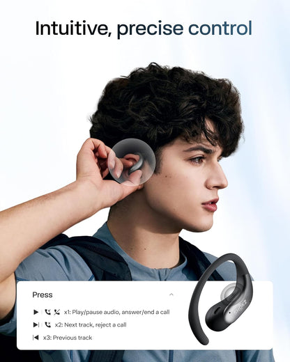 Shokz OpenFit Air 2 Black Bluetooth Headset Smart Mic Around Ear Air Conduction - OpenBass - Water Resistant IP54