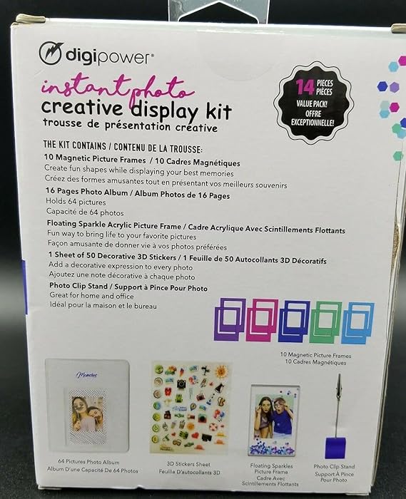 Digipower Vlogging Instax Photo Creative Display Kit Includes 64 pic Photo Album 10 Magnetic Picture Frames Floating Sparkles Picture Frame Photo Clip