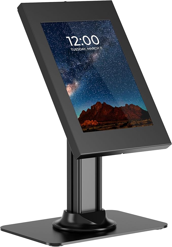 Mount-It! iPad Countertop Stand Anti-Theft Lockable iPad 10.9 10.2 Pro 11 Air Models - Black