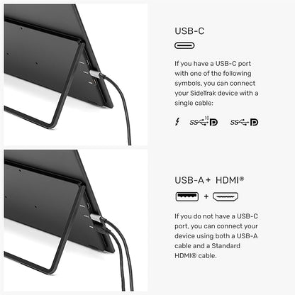 SideTrak Laptop Monitor 15.6in Solo Book Stacked Dual Portable Monitor Hinge Design Auto Rotate 360 Degrees with Neoprene Sleeve PC/MAC/Chrome/Console