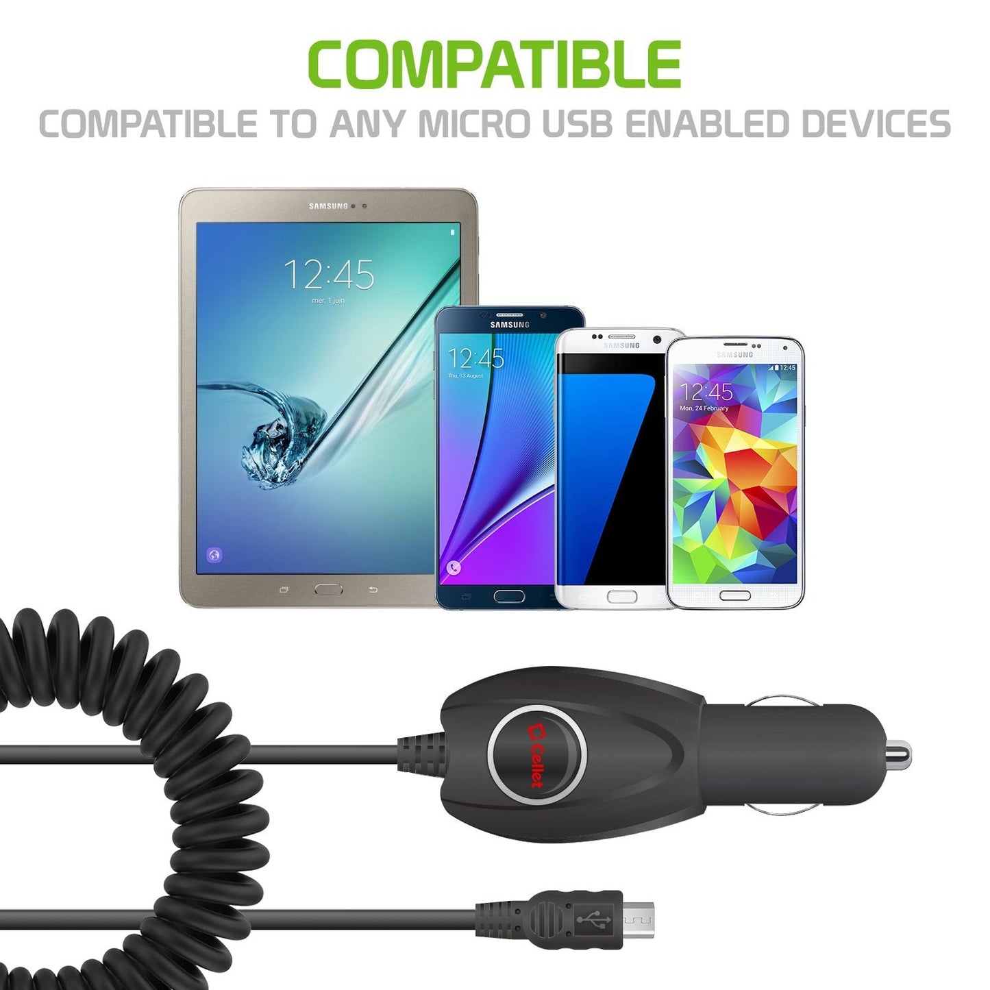 Fuse Car Charger Micro Cable USB 1 Amp 5 Foot Coiled Cable - product image 3 of 5