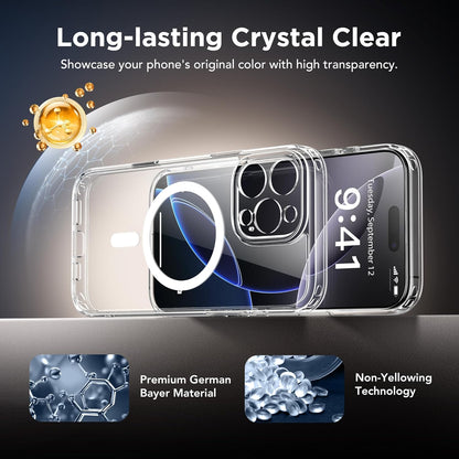 GolbinBox Magnetic for iPhone 16 Pro Clear Case with Camera Control Button,Compatible with 2 Privacy Screen Protectors