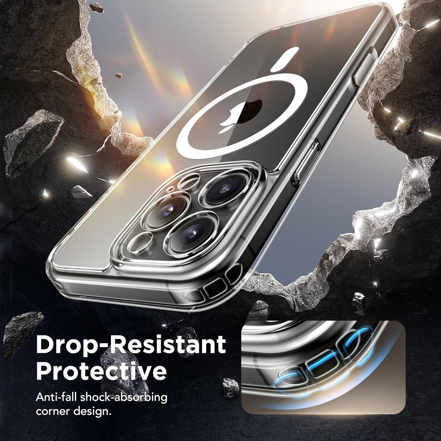 GolbinBox Magnetic for iPhone 16 Pro Clear Case with Camera Control Button,Compatible with 2 Privacy Screen Protectors