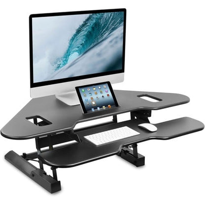 Mount-It! Sit Stand Desk Corner Gas Spring Height Adjustable up to 43In Ergonomic Keyboard - Black