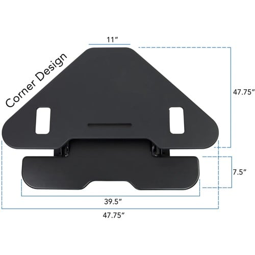 Mount-It! Sit Stand Desk Corner Gas Spring Height Adjustable up to 43In Ergonomic Keyboard - Black