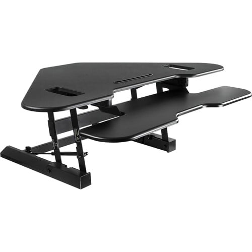 Mount-It! Sit Stand Desk Corner Gas Spring Height Adjustable up to 43In Ergonomic Keyboard - Black