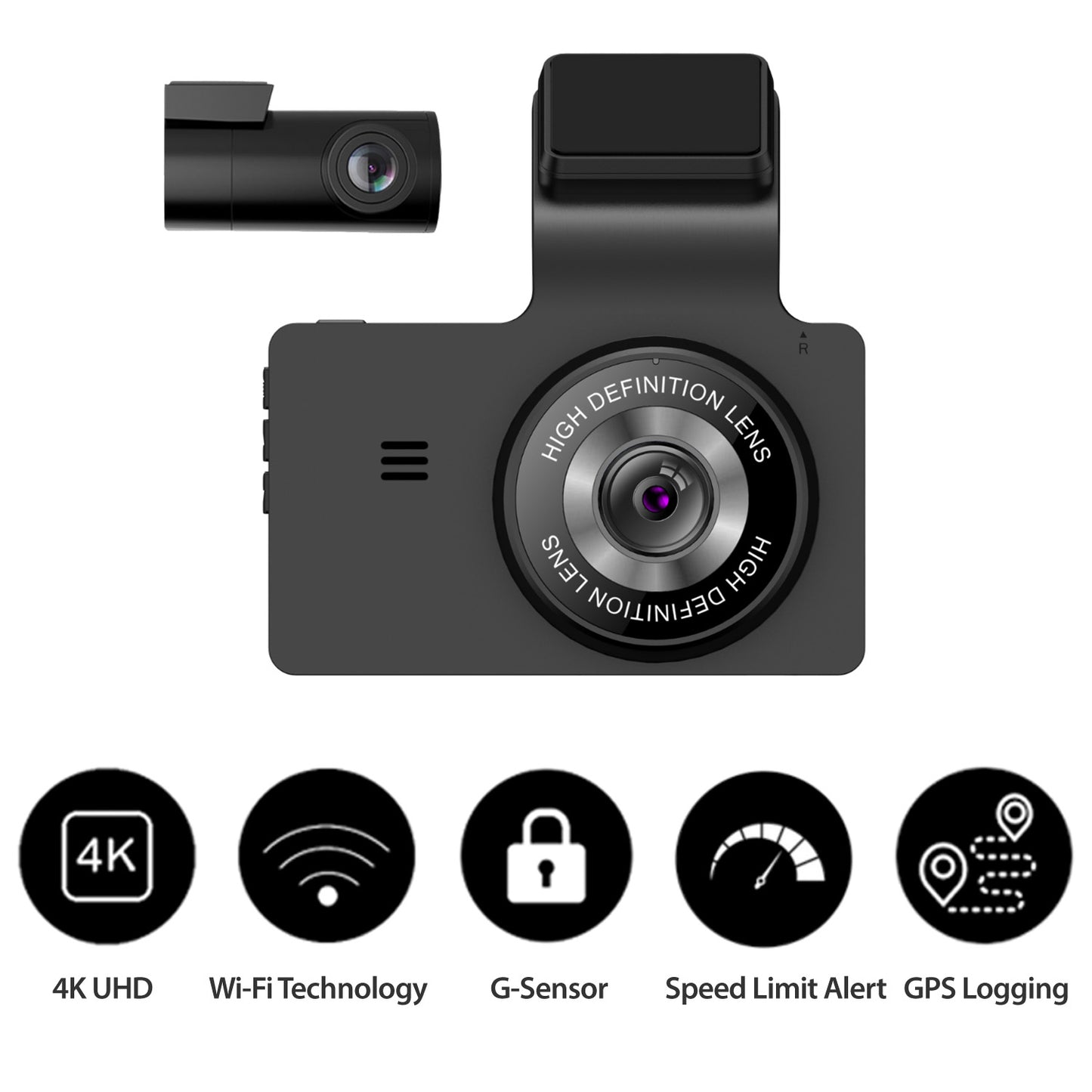 myGEKOgear Dashcam - Orbit 956 Dual Front (4k) & Rear (1080p) Cams Speed Reminder Fatigue Alert Time Lapse 32GB MicroSD Included (Support up to 128GB) - Black - product image 2 of 5