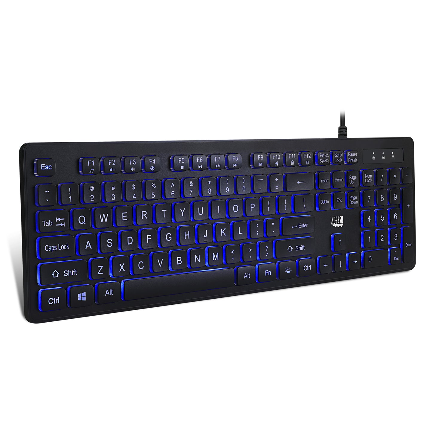 Cancella Adesso Keyboard Wired 2x Large Print Illuminated LED Backlight 104 Keys Water Resistant PC - Black - product image 2 of 5