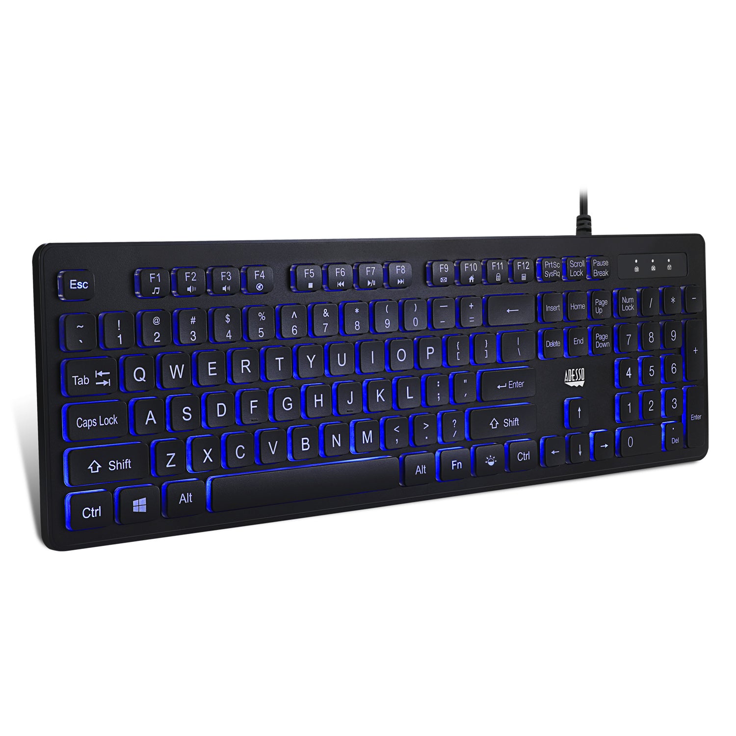 Cancella Adesso Keyboard Wired 2x Large Print Illuminated LED Backlight 104 Keys Water Resistant PC - Black - product image 2 of 5