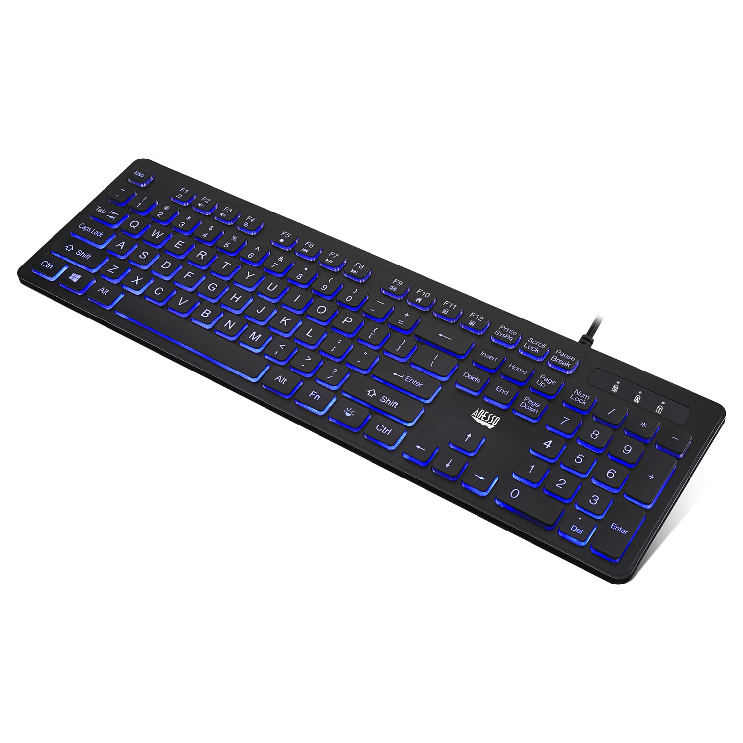 Cancella Adesso Keyboard Wired 2x Large Print Illuminated LED Backlight 104 Keys Water Resistant PC - Black - product image 4 of 5