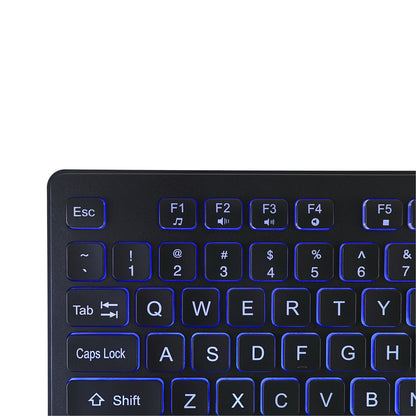Adesso Adesso Keyboard Wired 2x Large Print Illuminated LED Backlight 104 Keys Water Resistant PC - Black
