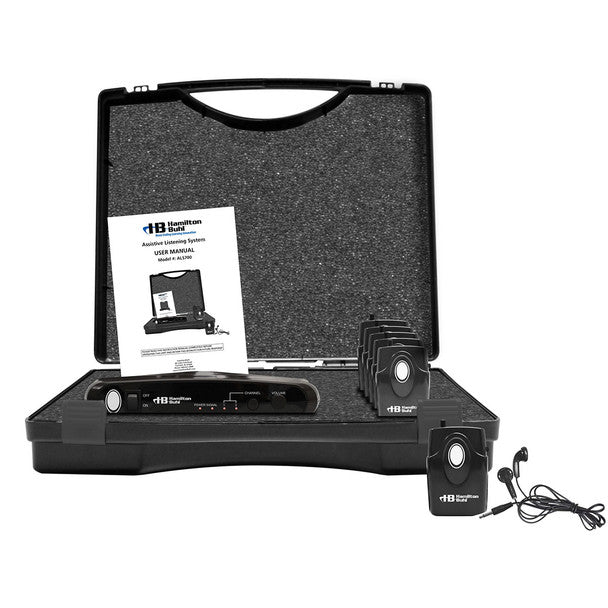 HamiltonBuhl ALS700 Assistive Listening Dual Frequency System - up to 150 ft (includes Transmitter, 6 Receivers & 6 Earbuds, Carry Case) - product image 3 of 5