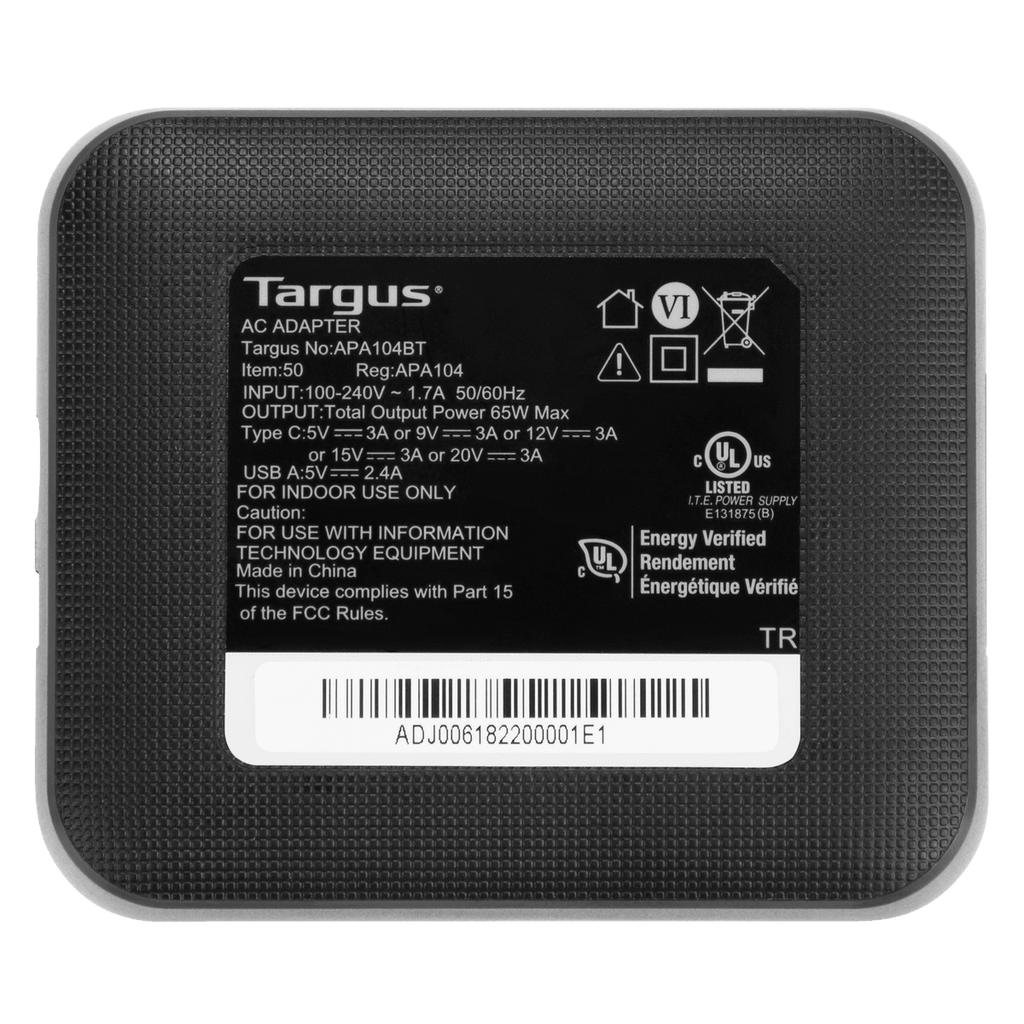 Targus Universal Laptop Power Adapter 65W USB-C  - Black - product image 4 of 5