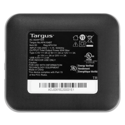 Targus Universal Laptop Power Adapter 65W USB-C  - Black - product image 4 of 5