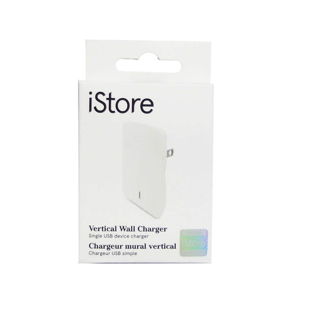 iStore Wall Charger 2 Port USB-A Slim Vertical 2.4A/12W Each Port - White - product image 1 of 5