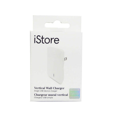 iStore Wall Charger 2 Port USB-A Slim Vertical 2.4A/12W Each Port - White - product image 1 of 5