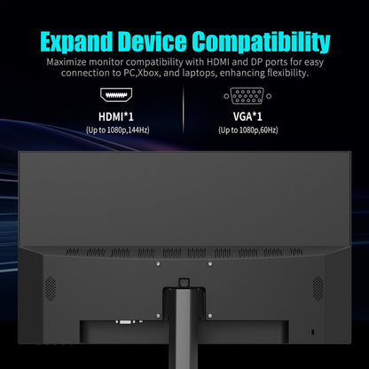 Viewedge Gaming Monitor 27in FHD (1920x1080p) up to 144hz VA panel with contrast ratio of Millions : 1, 178-degree viewing angle, and 1ms responsive time  - Black