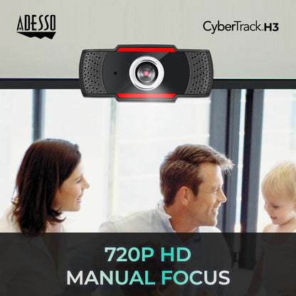 Adesso Webcam 720P CyberTrack H3 1.3 MP with Build-in Microphones (USB) - product image 2 of 5