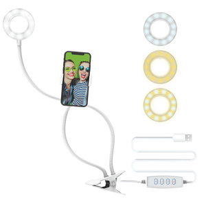 Digipower Vlogging Go Viral For You Kit Flexible Ring Light & Phone Holder 3 Light Modes Desk Clamp Bluetooth Remote - White - product image 1 of 5