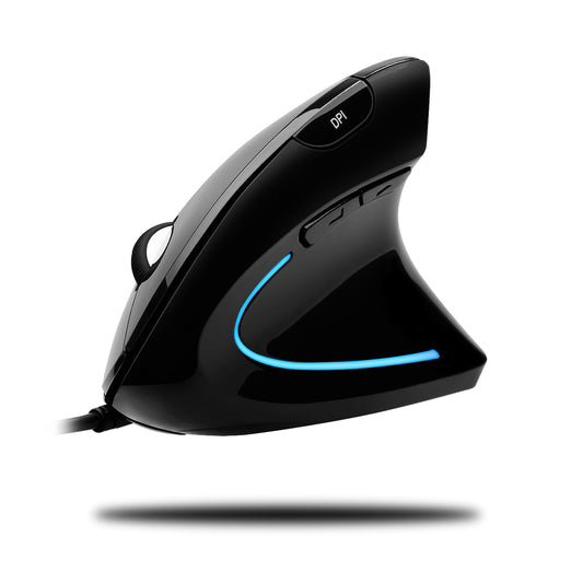 Adesso Mouse Wired Vertical E1 Illuminated 6 Buttons up to 1600dpi Right Hand - Black - product image 1 of 5