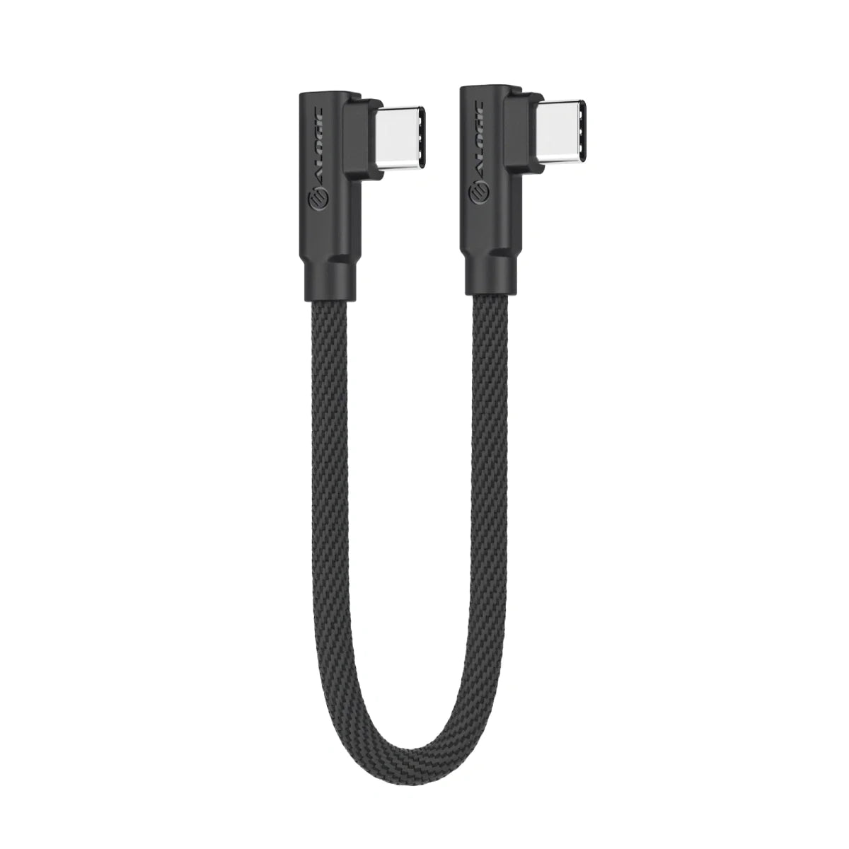 Alogic Charge & Sync USB-C to USB-C Cable 10in Right Angled Elements Pro 60W Reinforced Braided Jacket 480Mbps - Black - product image 2 of 4