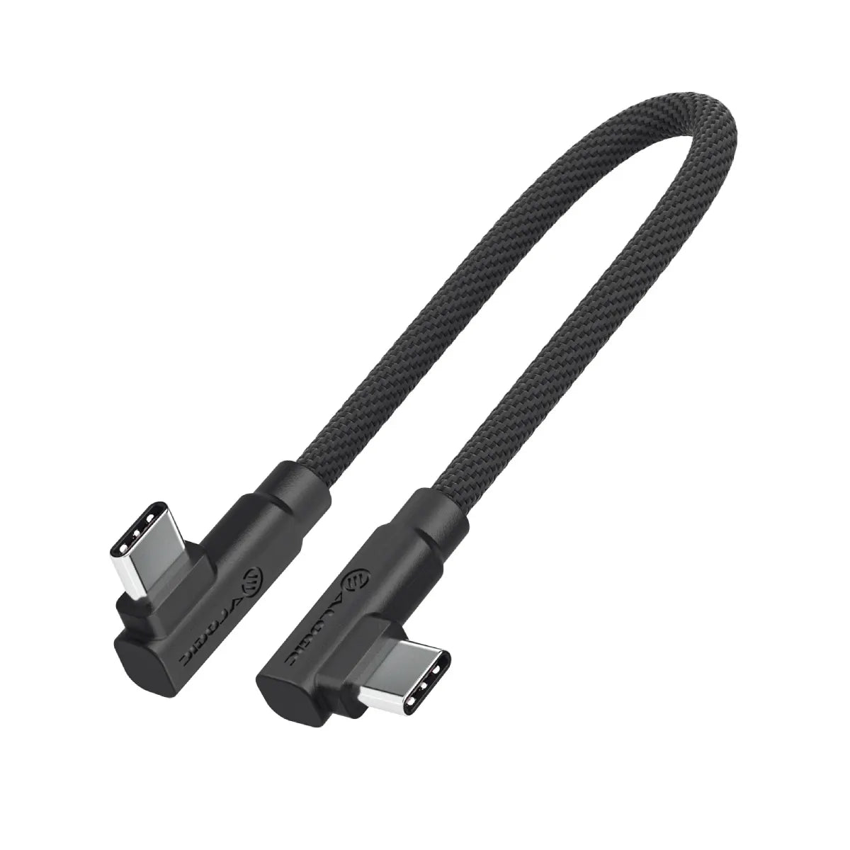 Alogic Charge & Sync USB-C to USB-C Cable 10in Right Angled Elements Pro 60W Reinforced Braided Jacket 480Mbps - Black - product image 3 of 4