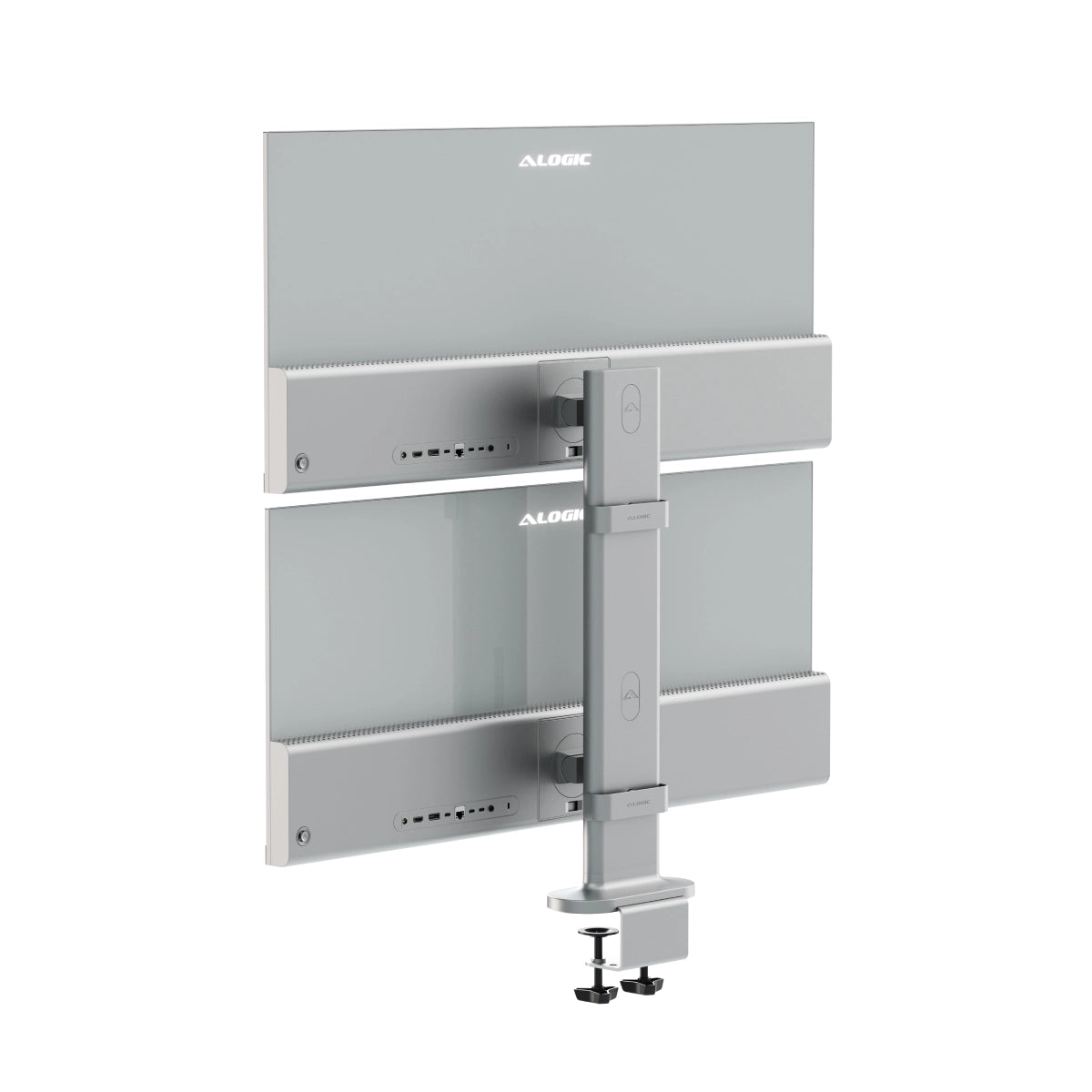 Alogic Elevate 34in Dual Vertical Monitor Stand (ED34VMS) with Cable Clip (EDVMSCC) - Silver