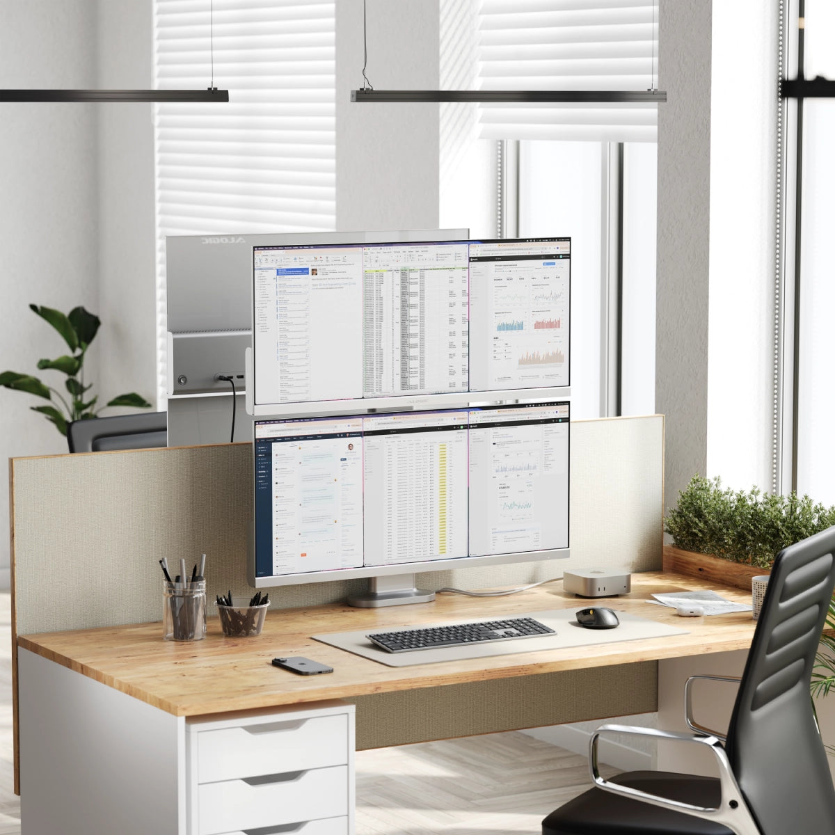 Alogic Elevate 34in Dual Vertical Monitor Stand (ED34VMS) with Cable Clip (EDVMSCC) - Silver