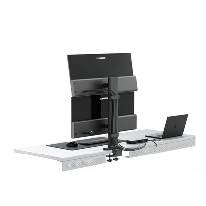 Alogic Elevate 34in Dual Vertical Monitor Stand (ED34VMS) with Cable Clip (EDVMSCC) - Silver