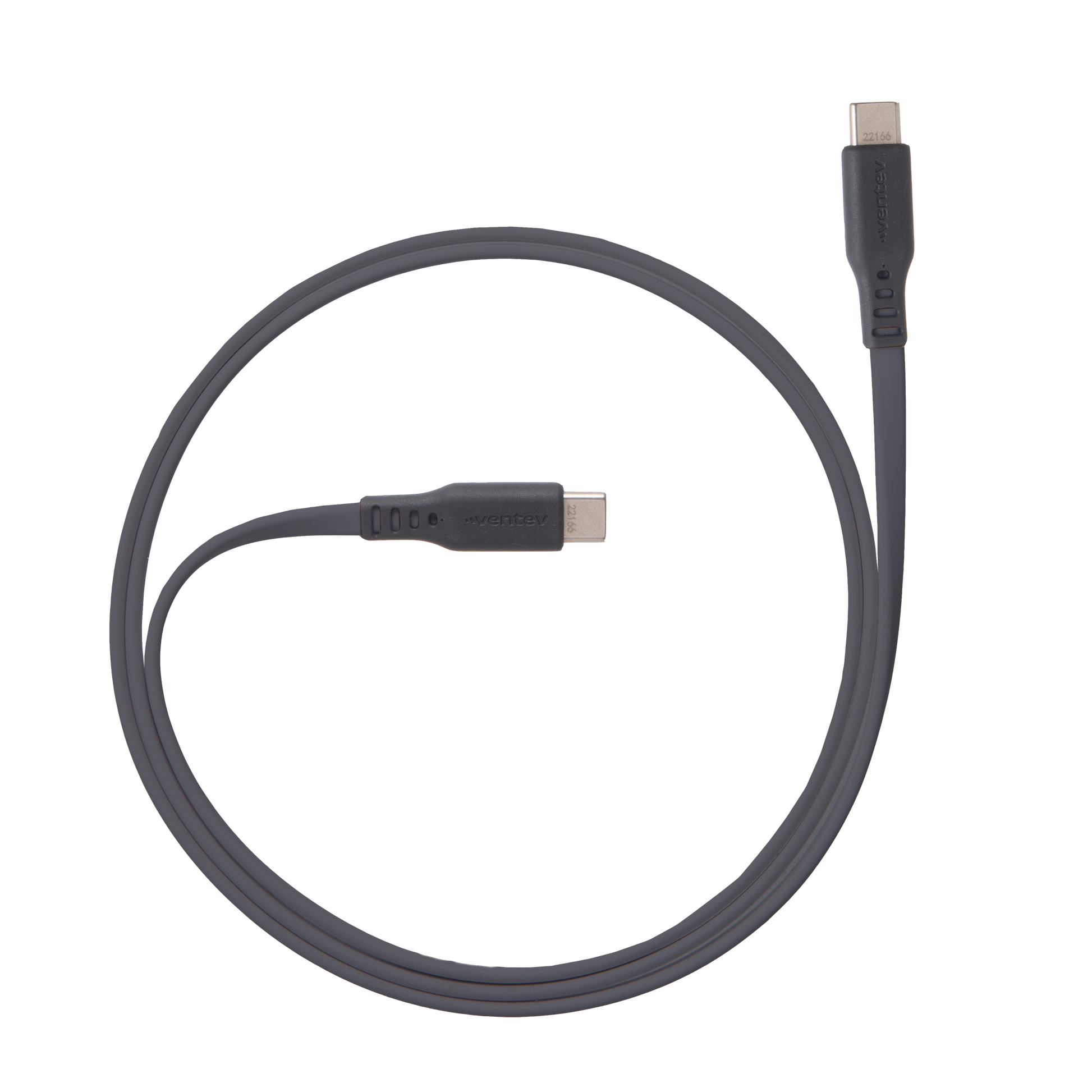 Ventev Ventev Charge & Sync USB-C to USB-C Cable 6ft Flat - Gray (UPC: 8100797204390) – Image 3