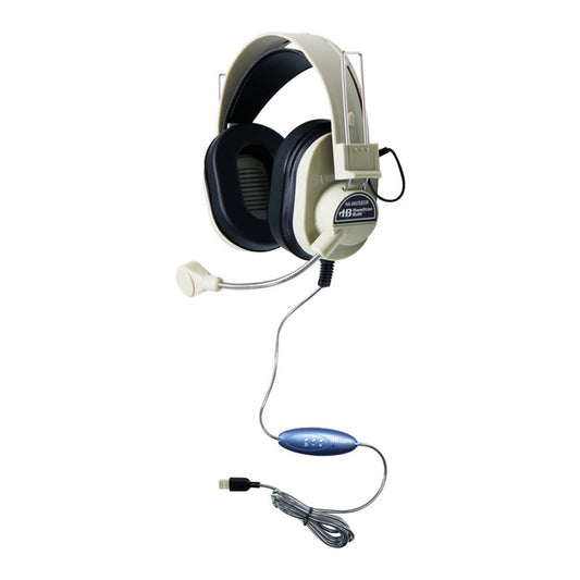 HamiltonBuhl Headset Over Ear Deluxe Stereo with Gooseneck Mic USB 5ft Dura-Cord - product image 1 of 5