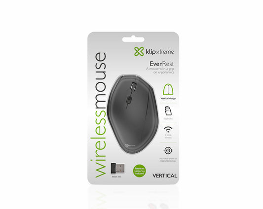 Klipxtreme Klipxtreme Mouse Vertical Wired Krest Ergonomic 6 Buttons 1600dpi with Scroll Wheel PC/Mac - Black