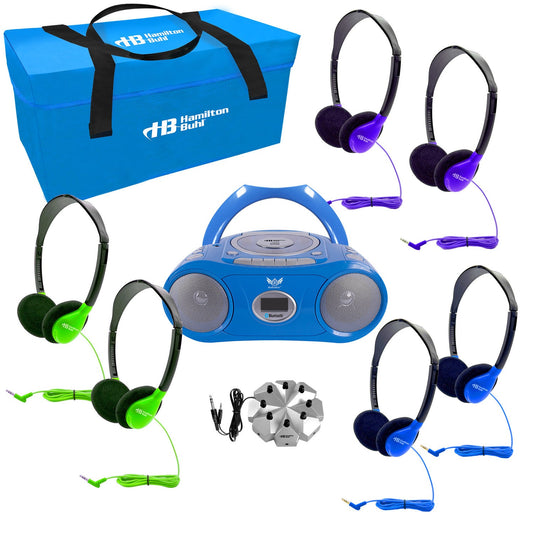 HamiltonBuhl HamiltonBuhl Listening Centre Bluetooth Boombox with Over Ear 6 Headphones with Case
