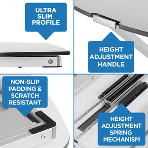 Mount-It! Sit Stand Desk Converter 31.25 x 22 In Height up to 16 In Ergonomic 2lb Max Weight - White - product image 3 of 5