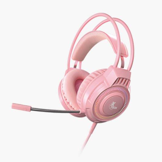 Xtech Gaming Headset Khione 3.5mm TRRS + USB with Boom Mic Omnidirectional 7 LED Colour Lights with Dual to Single 3.5mm Adapter PC/Console - Pink - product image 5 of 5