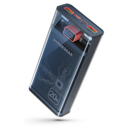 HyperGear Powerbank 20000mAh ClearCharge XL 3 Port USB-A x2 (22.5W) USB-C (20W) PD Fast Charge - Clear - product image 5 of 5