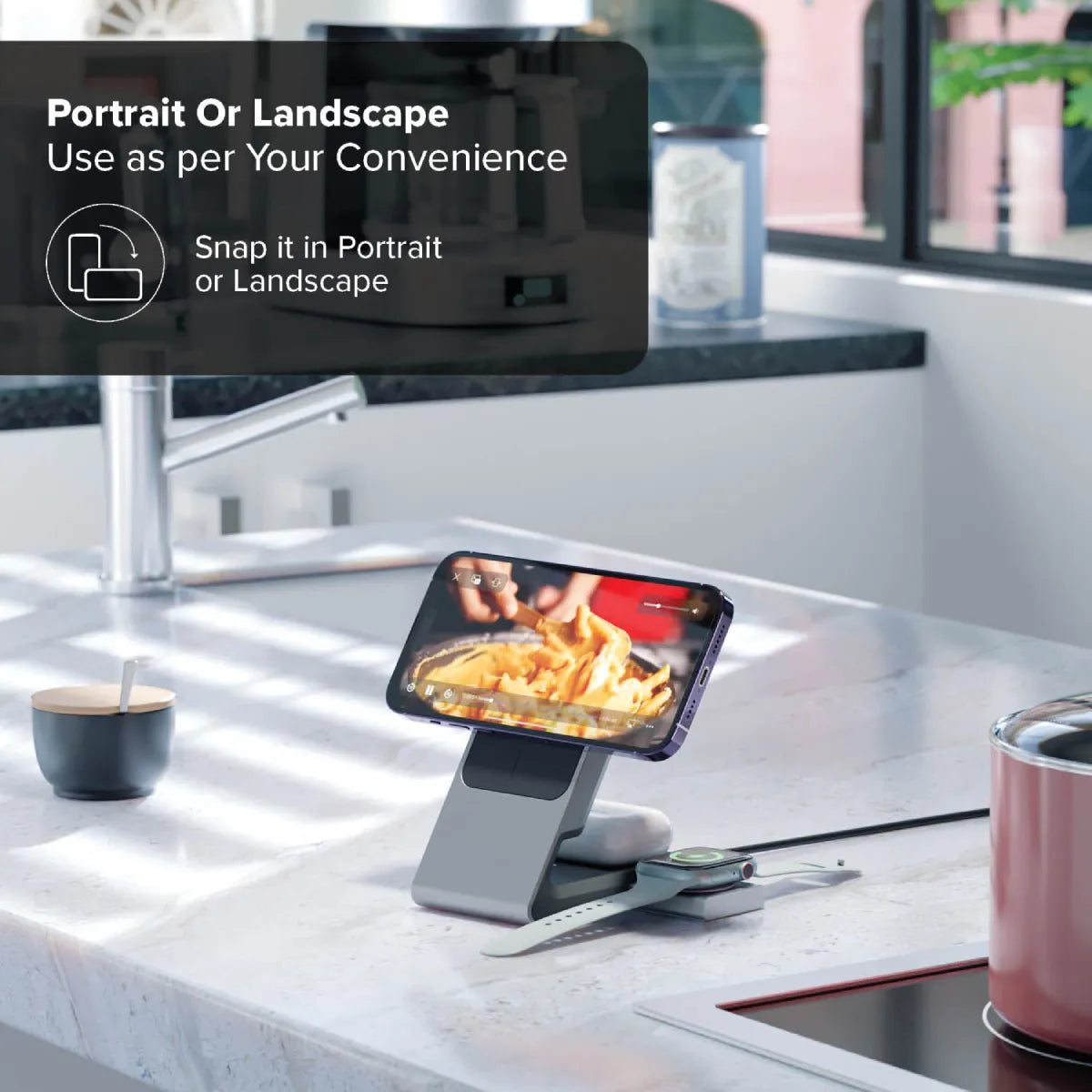 Cancella Alogic Qi Charging Stand / Dock 3-in-1 with 5000mAh Powerbank Phone (15W) & Airpods (5W) & Apple Watch Charger (2W) with 30W Wall Charger USB-C MagSafe - product image 5 of 5