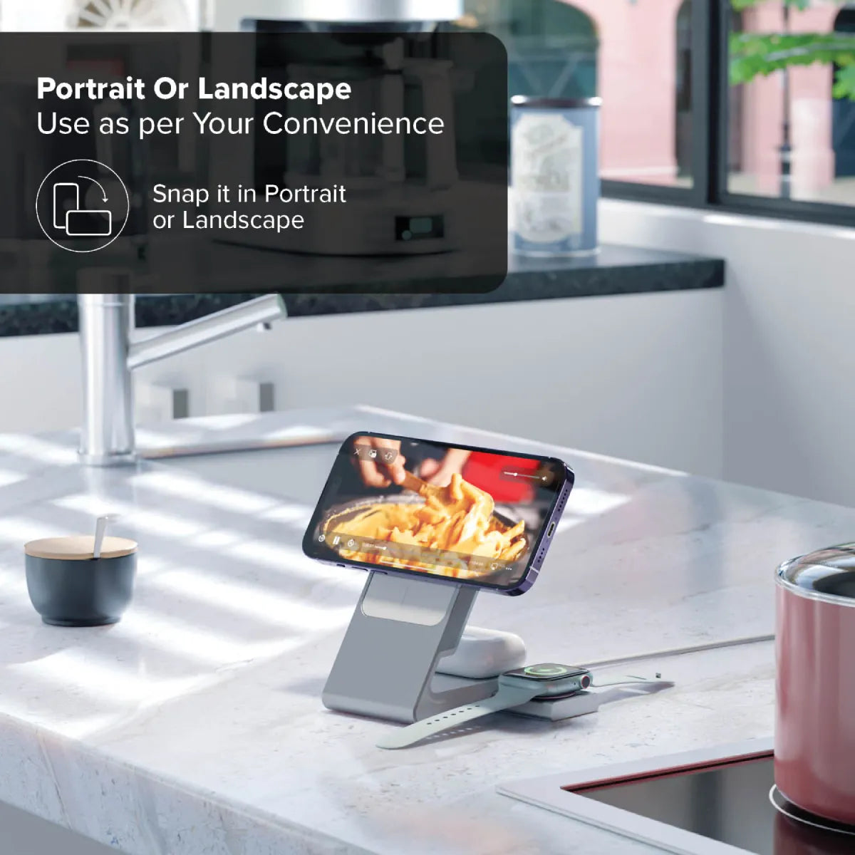 Alogic Qi Charging Matrix 3-in-1 Fast Charging 15Q USB-C Phone / Air Pods / Apple Watch Charger MagSafe - White - product image 3 of 5