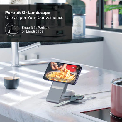 Alogic Qi Charging Matrix 3-in-1 Fast Charging 15Q USB-C Phone / Air Pods / Apple Watch Charger MagSafe - White - product image 3 of 5