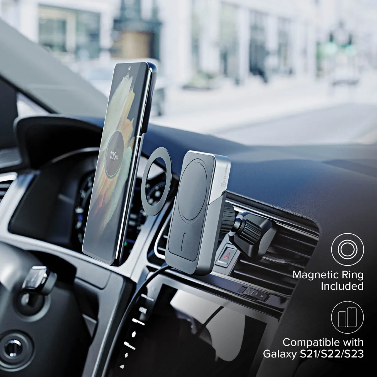 Alogic Car Qi Cradle with Vent Mount Matrix 15W Fast Charge with 30W USB-C Car Charger and USB-C Cable - Black - product image 4 of 5