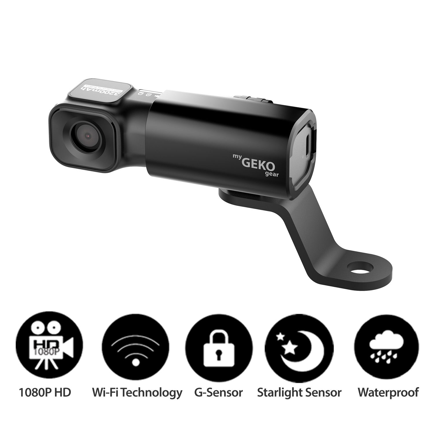 myGEKOgear Dashcam - Motorcycle Moto Snap1080p HD Wifi Support Sony Starvis Sensor Tilt Emergency 32GB MicroSD Included (up to 128GB) - Black - product image 2 of 5