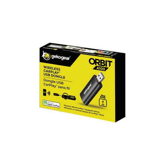 myGEKOgear myGEKOgear Apple CarPlay Dongle USB-A or USB-C Orbit A100 Connect Phone to Car Stereo System Wirelessly - Black