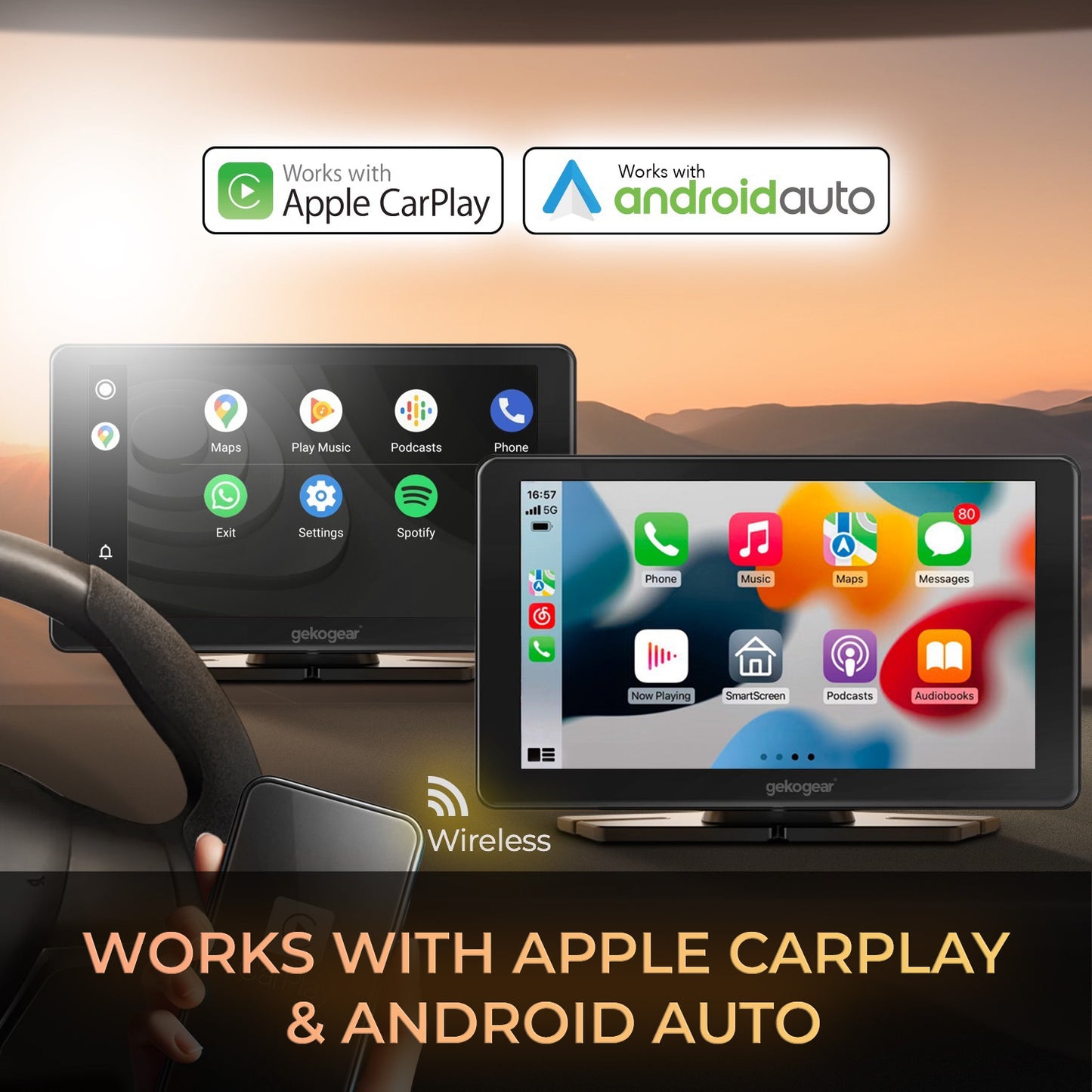 myGEKOgear Dashcam - Orbit C100 7in Touch Screen with Apple CarPlay / Android Auto 64GB MicroSD Included  - Black - product image 4 of 5