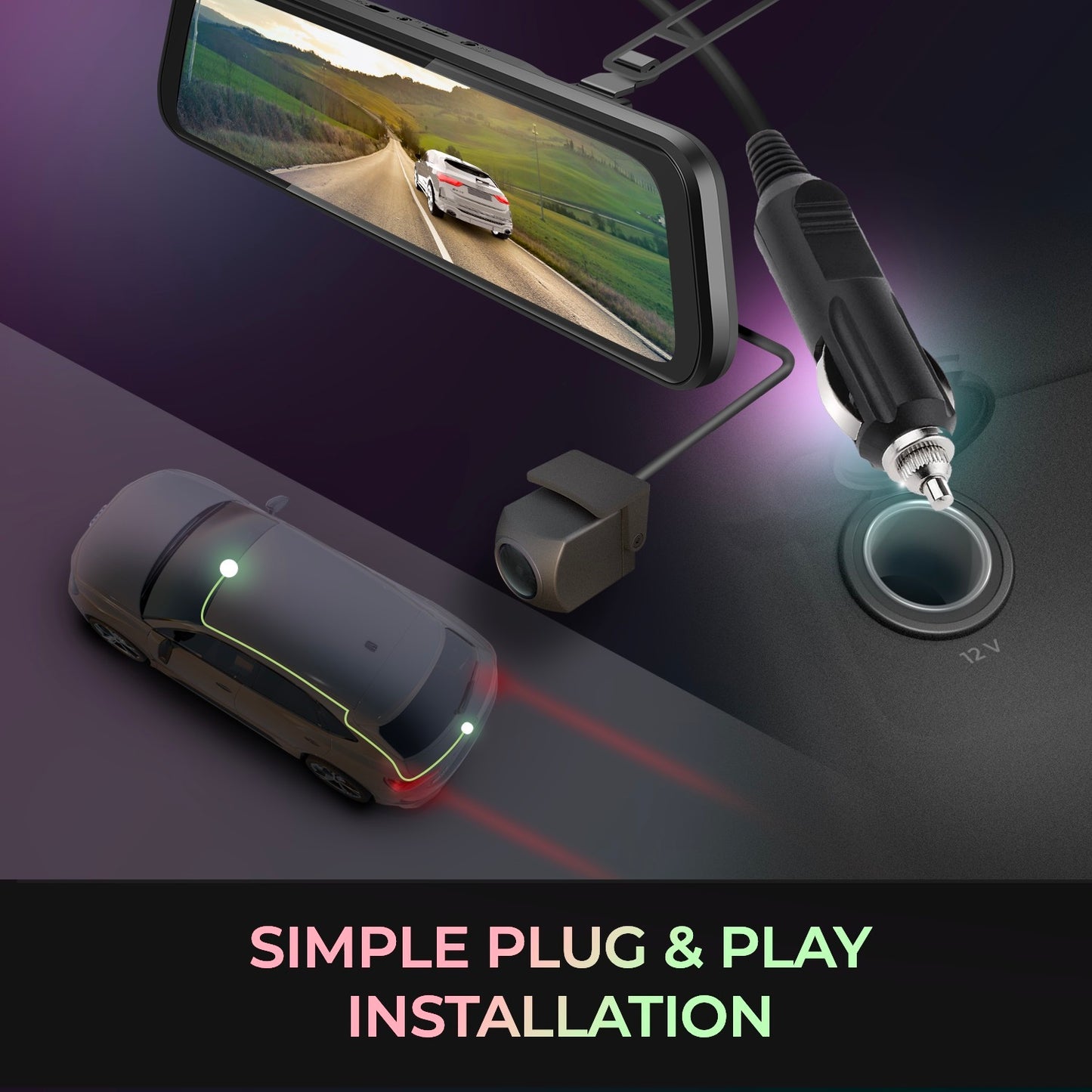 myGEKOgear Dashcam - Orbit D100 Dual Front (1080p) & Rear (1080p) Cams Rearview Mirror Attach Touchscreen with Built in DVR 32GB MicroSD Included - Black - product image 5 of 5