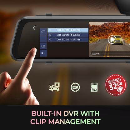 myGEKOgear Dashcam - Orbit D400 Dual Front (4K) & Rear (1080p) Cams Rearview Mirror Attach with Back up Assist Mode Touchscreen with Built in DVR 32GB MicroSD Included - Black - product image 3 of 5
