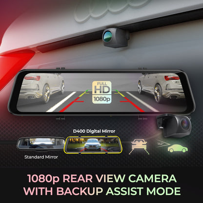 myGEKOgear Dashcam - Orbit D400 Dual Front (4K) & Rear (1080p) Cams Rearview Mirror Attach with Back up Assist Mode Touchscreen with Built in DVR 32GB MicroSD Included - Black - product image 5 of 5