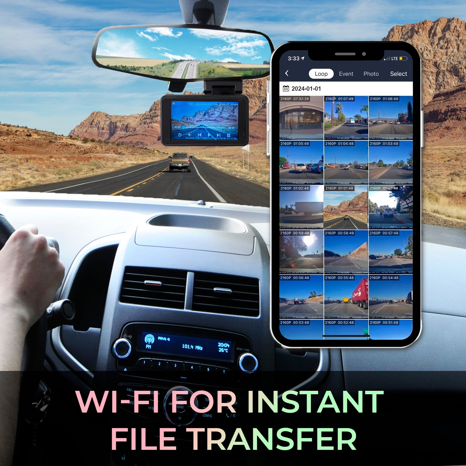 myGEKOgear Dashcam - Orbit D220 Dual Front (2K HD) & Rear (1080p) 140 Degree Wide Angle G-Sensor 32GB MicroSD Included (support up to 128GB) - Black - product image 3 of 5