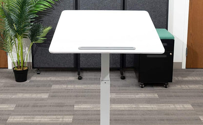 Luxor Mobile Standing Desk Pneumatic Adjustable 28 inch to 42.5 inch Height Foot Pedal with Casters Adjustable Podium Angles - White - product image 3 of 5